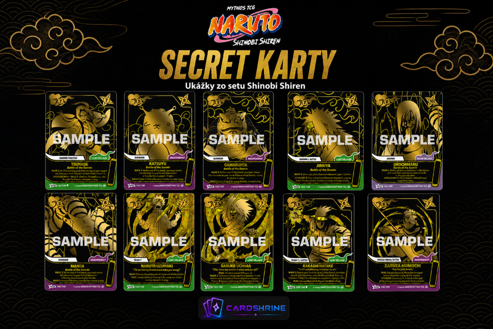 Desať predstavených Secret kariet Naruto Mythos Shinobi Shiren