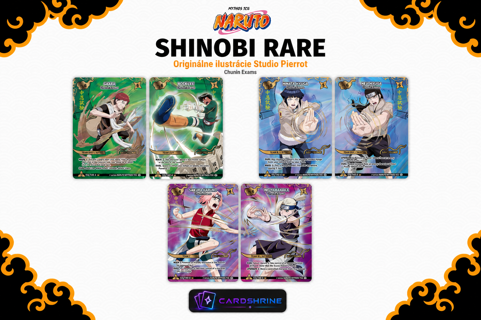 Predstavené Shinobi Rare karty Naruto Mythos Shinobi Shiren